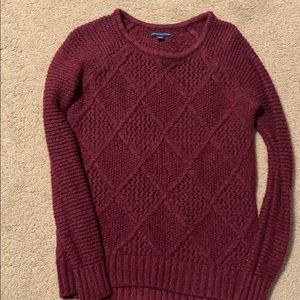 Burgundy American Eagle Knit Sweater